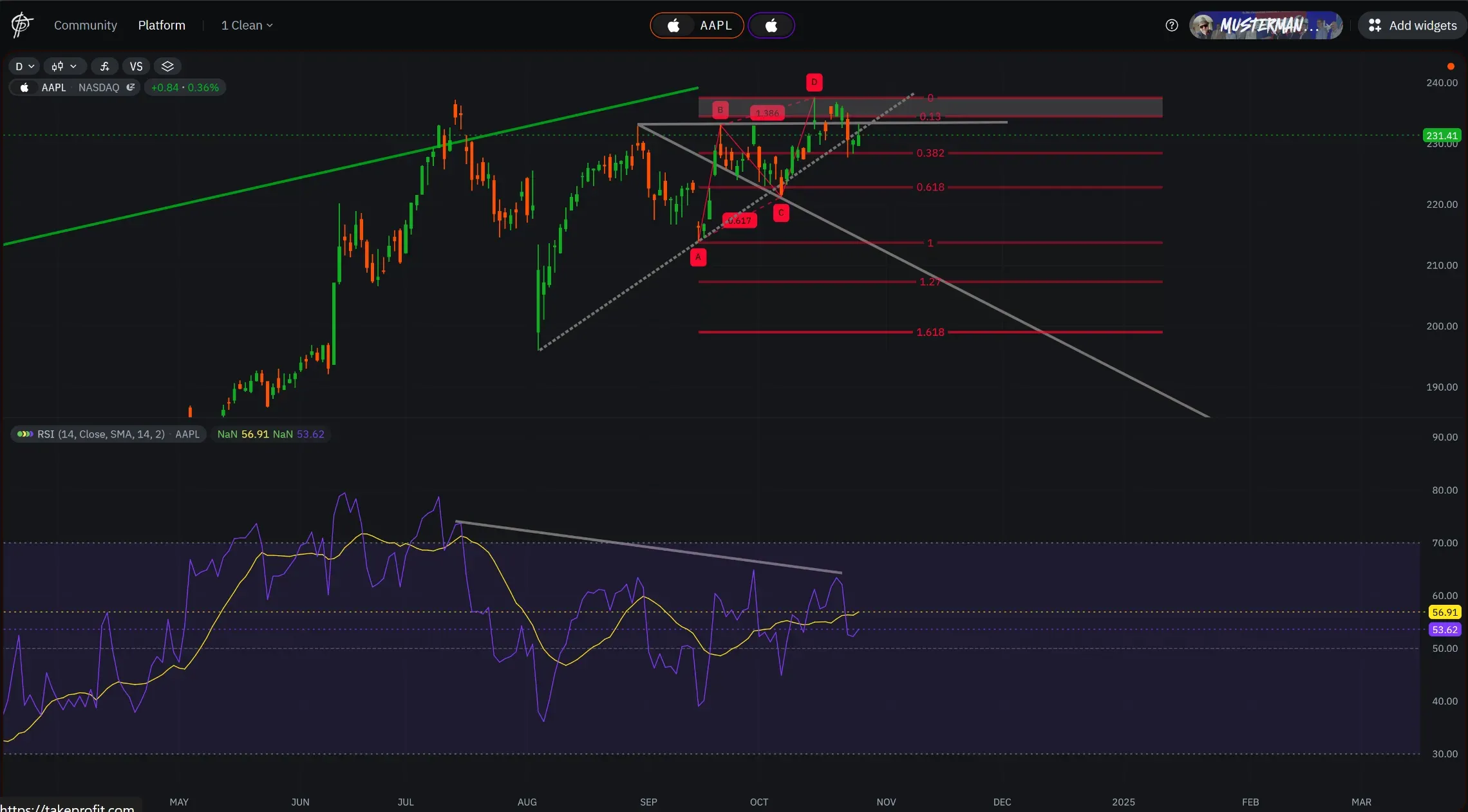 This Daily Chart shows a divergence in RSI Indicator